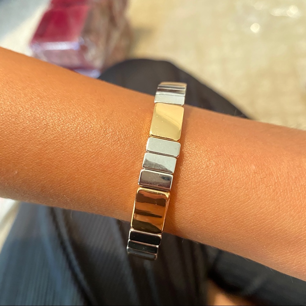 Enamel Tile Bracelet - Gold and Silver - Picture 2 of 5
